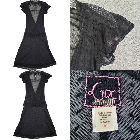 Lux Dresses & Skirts - Lux Dress Vintage Black Lace Sheer Swing Women’s Size XS Grunge Fairy Goth